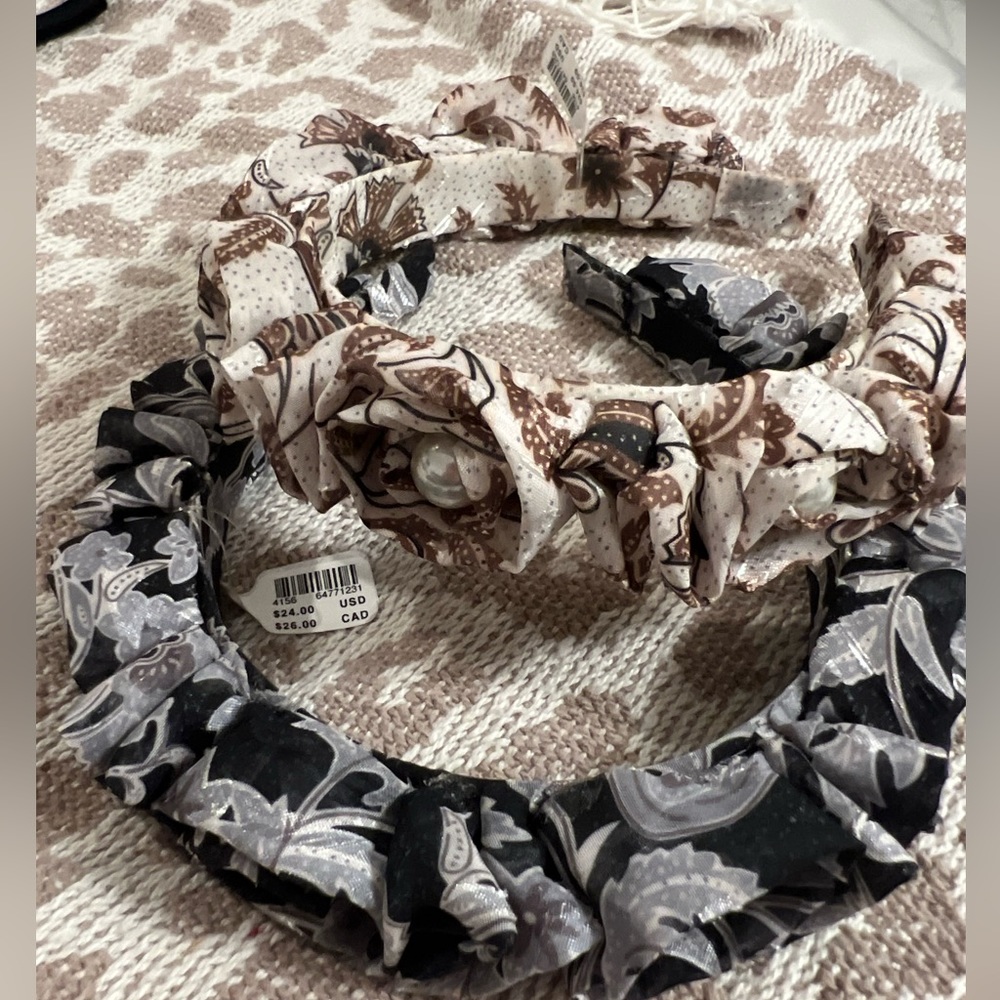 New with tags pearl silk ruffle headband Anthropologie